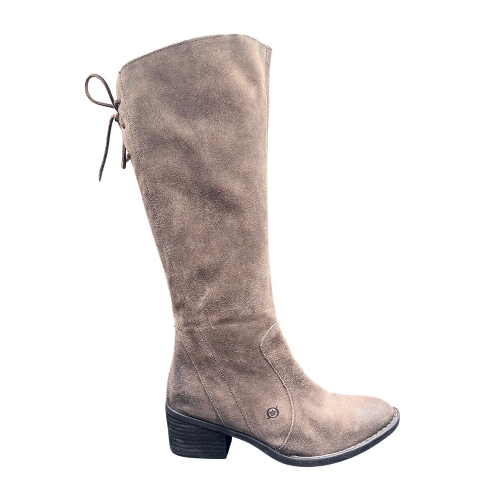 Born Suede Tall Knee High Boots Brown Side Zip Plaid Lined Women’s 9M - Picture 7 of 16